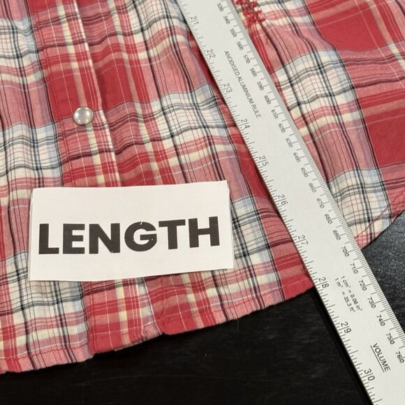 Roar Pearl Snap Embroidered Pink Plaid Long Sleeve Rockabilly Womens Shirt Sz XL - Picture 10 of 10